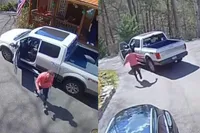 Man denkt zijn wegrollende pick-up nog even te stoppen… het rolt anders