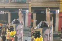 Tijdens het feest komt hij iets tegen waar hij duidelijk even van moet bijkomen