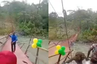 Feestelijke opening van brug in Colombia: aanwezigen kukelen massaal de rivier in, 8 gewonden