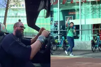 Mannetje gaat door het dolle heen als hij La Fuente in supercar ziet rijden