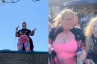 IrisQueen laat 'vriendinnen' zien als examenstunt op het dak van Don Bosco College Volendam