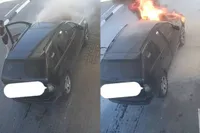 Jongedame rijdt met brandende BMW naar tankstation en filmt eerst wat content voor social media