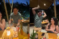 Zou deze hotelwerknemer altijd zo blij zijn als een gast jarig is, of heeft hij een beetje hulp gehad van “Shabu”...