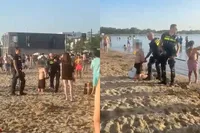 Beelden tonen flinke onrust en vechtpartijen op strand van Rotterdam-Nesselande