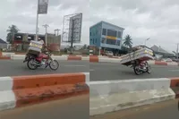Gast in Nigeria denkt Fast & Furious te spelen met doodskist achterop motor