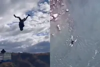 Basejumper overleeft sprong die echt helemaal misgaat