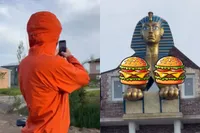 Man geeft zijn huis een flinke Egyptische upgrade met een wel héél opvallende voorgevel