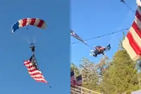 Parachutist crasht tijdens spectaculaire opening Folsom Pro Rodeo in Californië