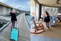 Content creator en model Kris Evans deed een poging tot jaloersmakende content schieten in haar watervilla...
