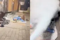 Op straat slapende migranten in Ceuta wakker gemaakt met brandblusser