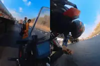 Motorrijder laat in een paar seconden zien waarom je dus een helm draagt