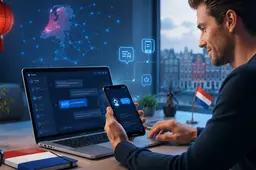 DeepSeek gebruiker in het Nederlands op zijn telefoon