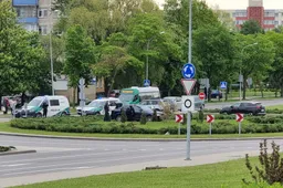 Alytuje  automobilis įskriejo į gatvės žiedą