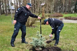 Medikus Alytaus policija pasveikino originaliai – prie gydymo įstaigų Dzūkijoje pasodino medelius