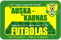 Pirmoji akistata Alytaus „Auskos“ ir „Kauno“ futbolo klubų istorijoje – balandžio 18 dieną