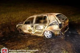 Griovyje - sudegęs automobis, jame - apdegęs kūnas