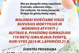 Pivašiūnų gimnazijai – 110 metų