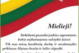 Vasario 16-oji: Alytaus miesto ir rajono merų sveikinimai