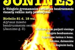 Lietuviškų Joninių scenarijus ir bendruomenės organizacijų šventės - Vidzgiryje