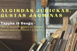 Į parodos atidarymą kviečia menininkų tandemas: Gustas Jagminas bei Algirdas Judickas ir jų „Tapyba iš Daugų“