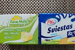 Pricer.lt prekių palyginimas: Farm Milk prieš Pilos 82 procentų riebumo sviestą. Kur pigiau ir kas geriau?