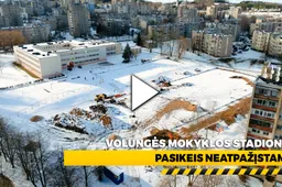 Alytuje rekonstruojamas Volungės progimnazijos stadionas VIDEO