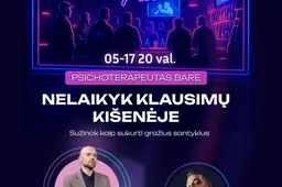 Psichoterapija išeina iš kabineto ir eina į... barą: Alytuje vyks unikalus klausimų-atsakymų vakaras