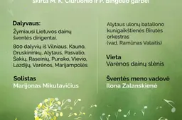 Varėnos dainų šventė „Muzika, jungianti sielas...“  skirta M. K. Čiurlionio ir P. Bingelio garbei