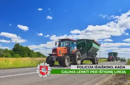 Policija išaiškino, kada galima lenkti per ištisinę liniją