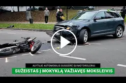 Alytuje automobilis susidūrė su motociklu: sužeistas į mokyklą važiavęs moksleivis