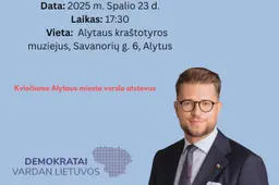 Alytaus verslo bendruomenė kviečiama į susitikimą su Seimo nariu Luku Savicku – diskusija apie regiono verslo perspektyvas