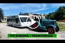 Netoli Alytaus – neįprasti keliautojai iš Vokietijos: Baltijos jūrą bando apvažiuoti traktoriais