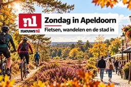 Illustratie voor de zondagagenda van Apeldoorn, met fietsen, wandelen en de binnenstad