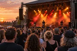 Rockfestival bij schemering-1 ter illustratie