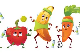 Sporthelden met spierballen op een rij JOGG