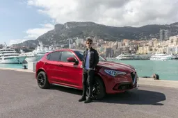 Charles Leclerc a bordo di Alfa Romeo Stelvio Quadrifoglio sul circuito di Montecarlo