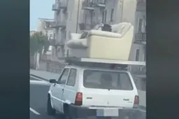 La FIAT Panda diventa un "salotto" con divano sul tettuccio: il VIDEO è virale
