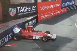 Leclerc a muro con la Ferrari di Lauda durante il GP Monaco Storico [VIDEO]