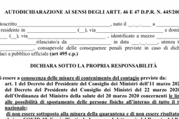 Autocertificazione Coronavirus: il nuovo modulo - 23 marzo [DOWNLOAD]