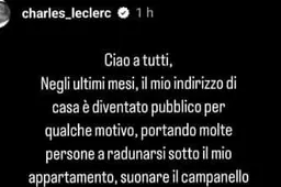 Svelano l’indirizzo di casa di Leclerc: lui risponde così su Instagram