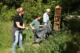 onthulling insectenhotel door femke bas en de wethouder