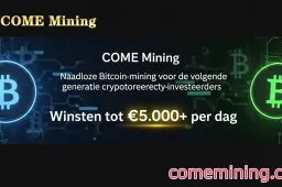 COME Mining biedt naadloze Bitcoin-mining voor de volgende generatie cryptovalutabeleggers, met winsten tot wel $5.000+ per dag
