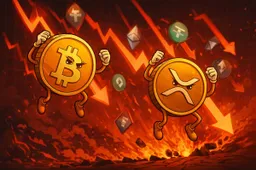 Bitcoin en XRP die dalen met de cryptomarkt