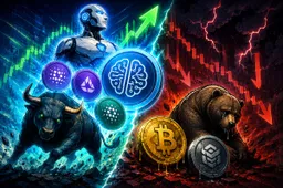 AI-tokens stijgen terwijl bitcoin en DeFi marktdruk voelen
