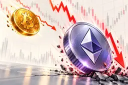 Ethereum verliest dubbel zo hard als Bitcoin terwijl altcoins zakken