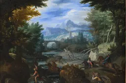 10 jan soens panoramisch landschap met hertenjacht 1590 1