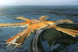 China opent debiel groot vliegveld van 58 miljard euro