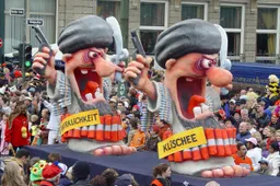 Ondanks corona zorgt Düsseldorf voor hilarische carnaval-praalwagens
