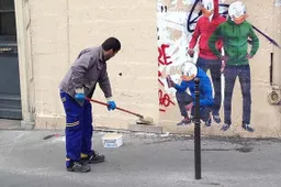 Franse straatkunstenaar Combo neemt geniaal wraak op schoonmaker