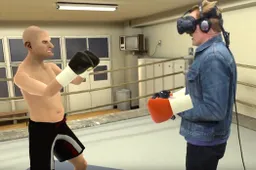 Comedy dude speelt met de nieuwste virtual reality software
